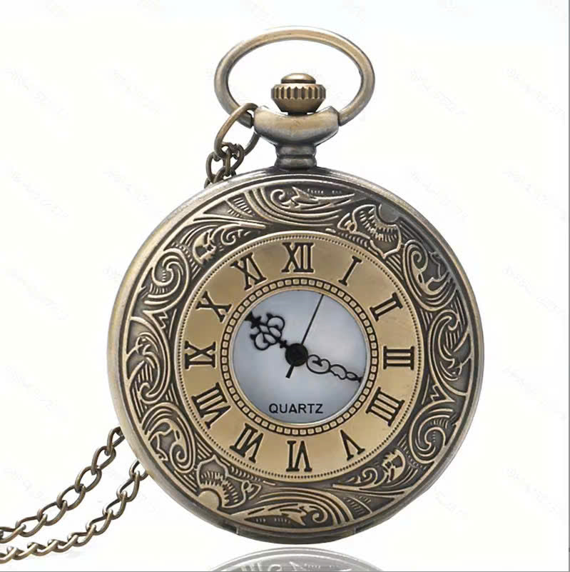 Vintage Half Hunter Pocket Watch with Cover, Chain, Safe Materials, Compact and Easy to Carry