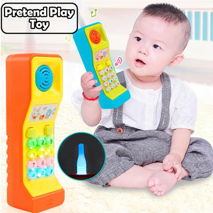 Vintage Learning Phone with Sound Effects, Flashing Lights, Simulated Phone Calls and Easy to Hold, Safe for Months 18+