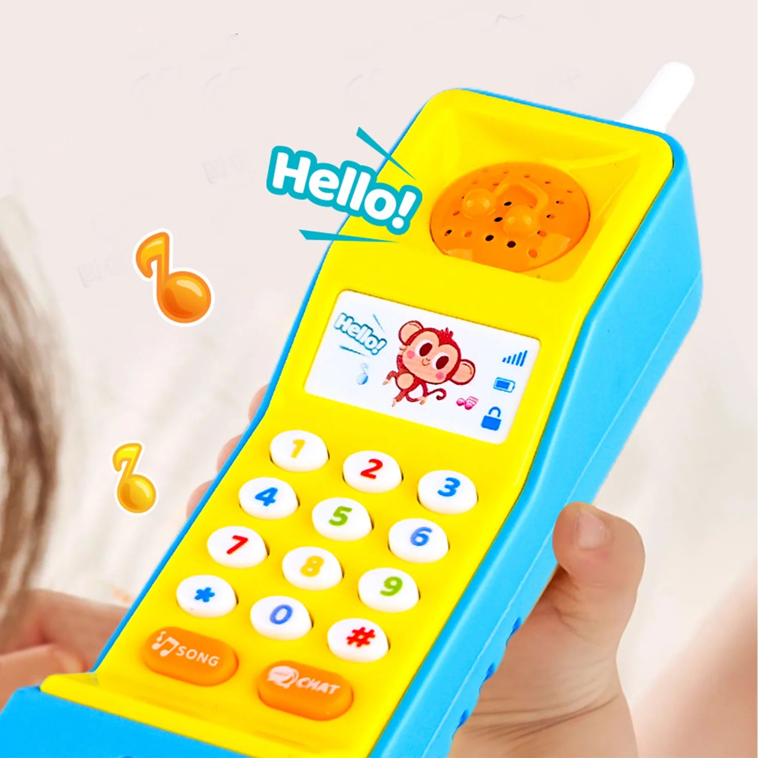 Vintage Learning Phone with Sound Effects, Flashing Lights, Simulated Phone Calls and Easy to Hold, Safe for Months 18+
