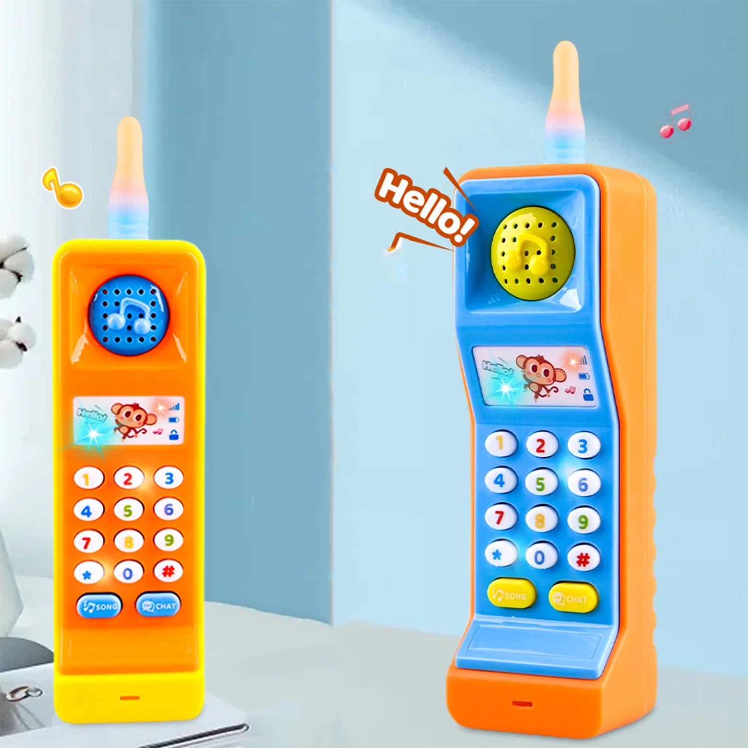 Vintage Learning Phone with Sound Effects, Flashing Lights, Simulated Phone Calls and Easy to Hold, Safe for Months 18+