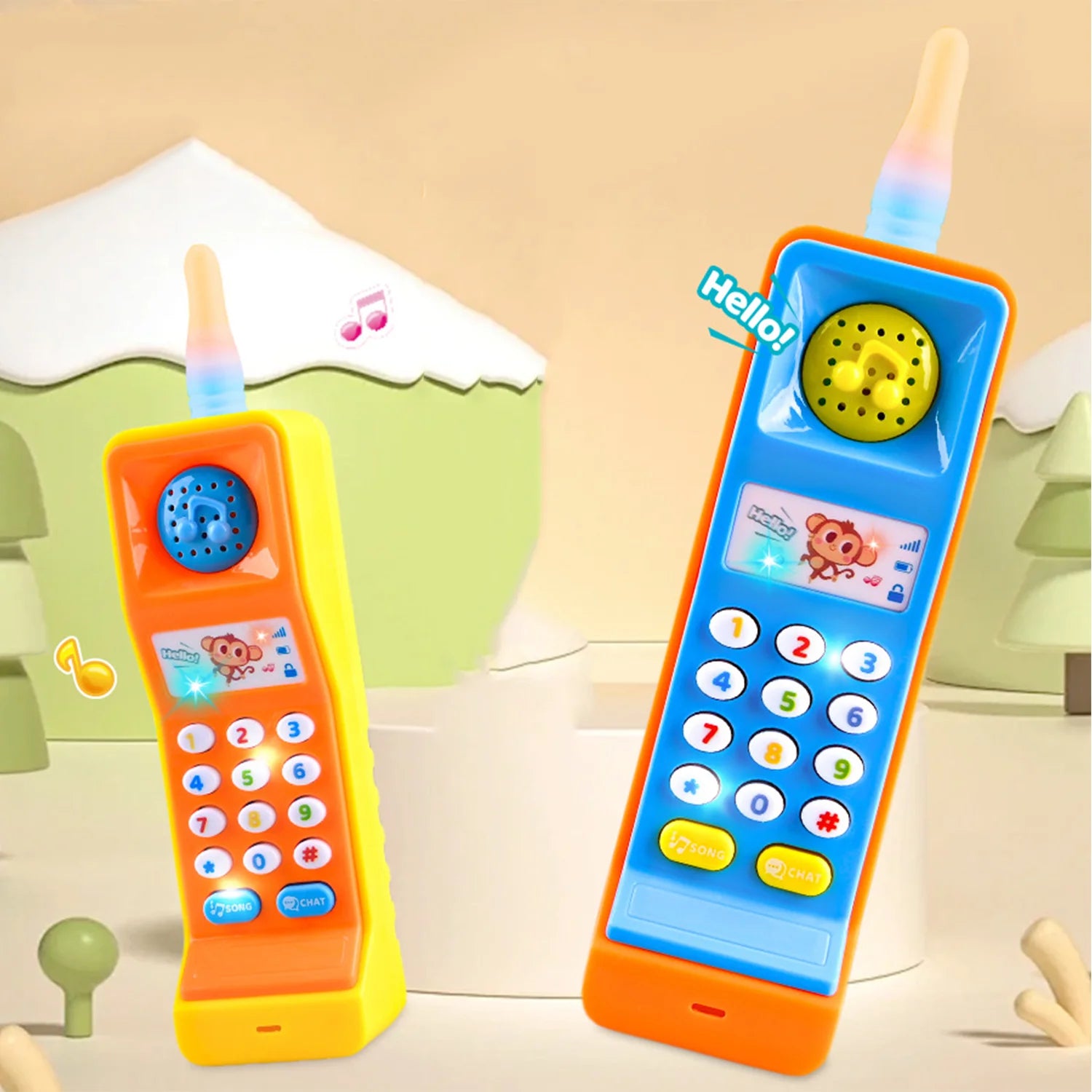 Vintage Learning Phone with Sound Effects, Flashing Lights, Simulated Phone Calls and Easy to Hold, Safe for Months 18+
