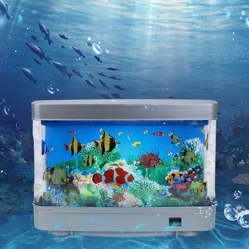 Virtual Ocean Desk Fish Tank with LED Night Light – Stress-Relief Motion Lamp, Perfect Gift for Kids & Home Decor