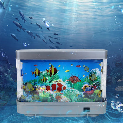 Virtual Ocean Desk Fish Tank with LED Night Light – Stress-Relief Motion Lamp, Perfect Gift for Kids & Home Decor