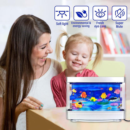 Virtual Ocean Desk Fish Tank with LED Night Light – Stress-Relief Motion Lamp, Perfect Gift for Kids & Home Decor