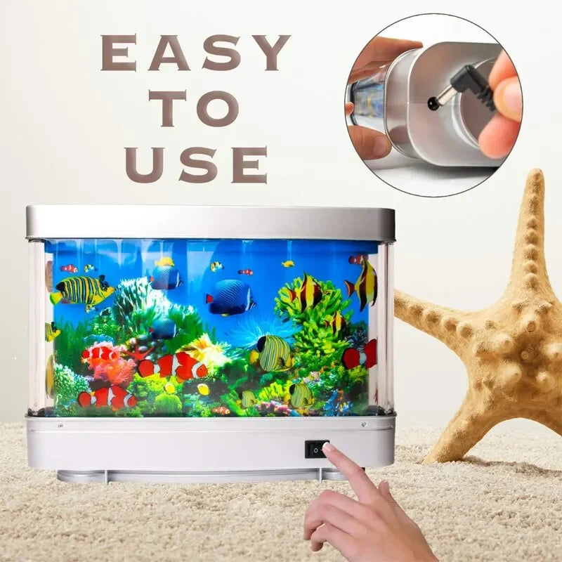Virtual Ocean Desk Fish Tank with LED Night Light – Stress-Relief Motion Lamp, Perfect Gift for Kids & Home Decor