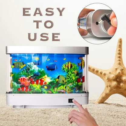 Virtual Ocean Desk Fish Tank with LED Night Light – Stress-Relief Motion Lamp, Perfect Gift for Kids & Home Decor
