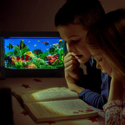 Virtual Ocean Desk Fish Tank with LED Night Light – Stress-Relief Motion Lamp, Perfect Gift for Kids & Home Decor