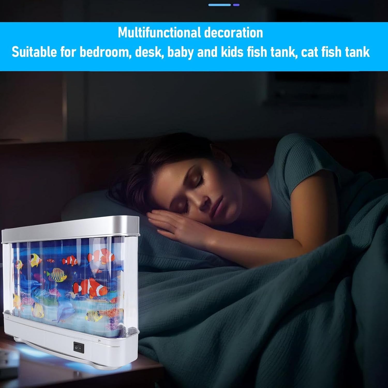 Virtual Ocean Desk Fish Tank with LED Night Light – Stress-Relief Motion Lamp, Perfect Gift for Kids & Home Decor