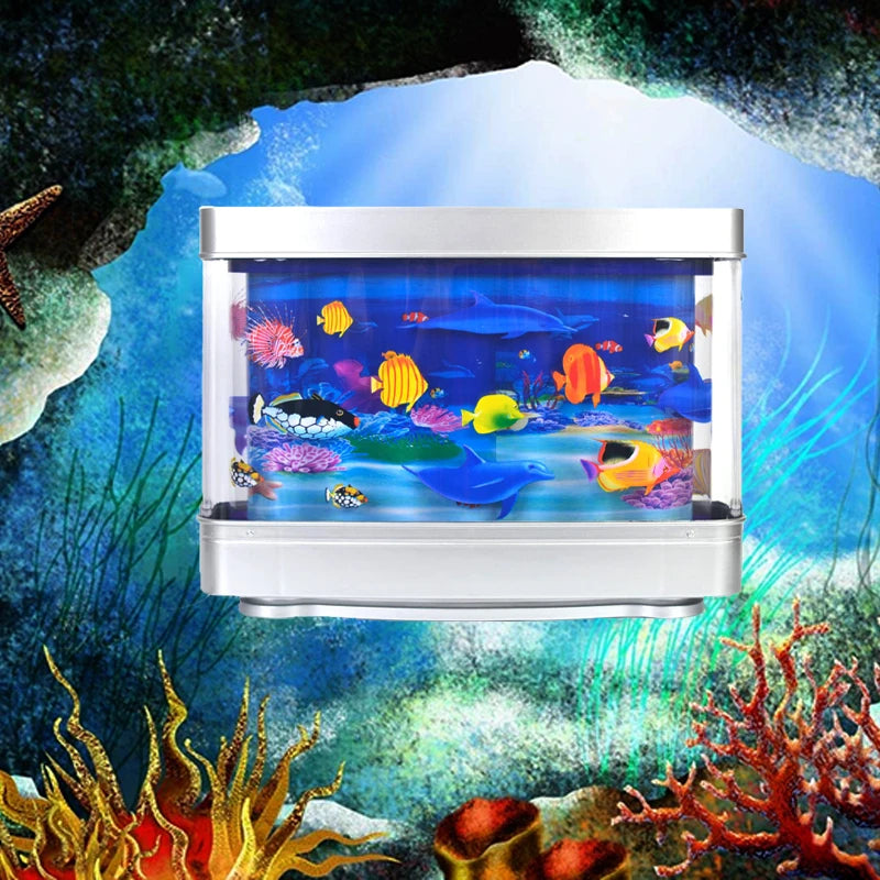 Virtual Ocean Desk Fish Tank with LED Night Light – Stress-Relief Motion Lamp, Perfect Gift for Kids & Home Decor