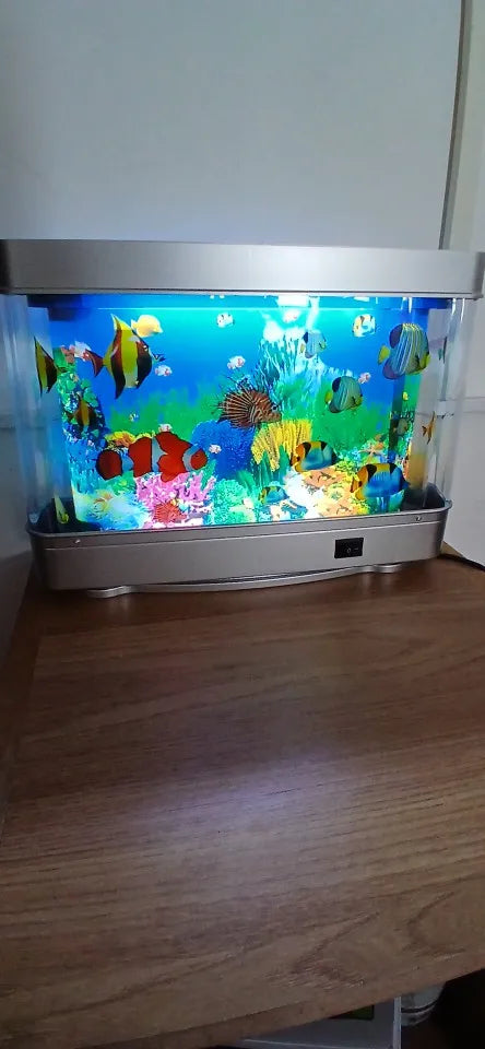 Virtual Ocean Desk Fish Tank with LED Night Light – Stress-Relief Motion Lamp, Perfect Gift for Kids & Home Decor