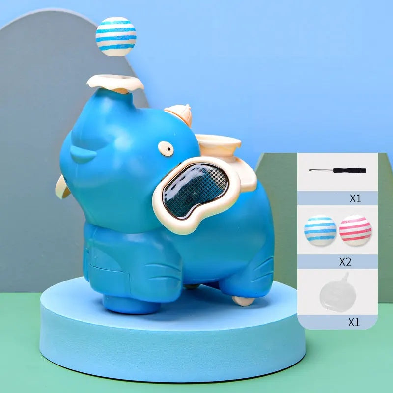 Walking Elephant Toy, Blowing Ball from Trunk, Colorful LED Lights, Music, Universal Wheels, Safe for Ages 1+