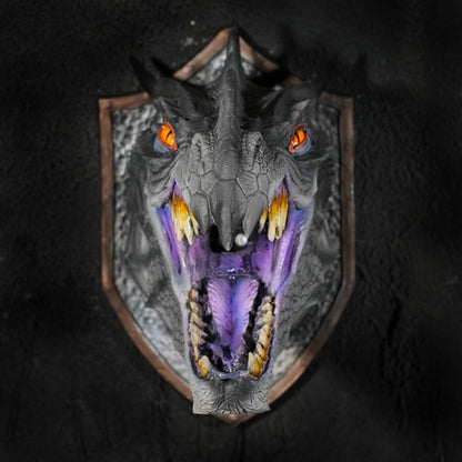 Wall-Mounted Dragon Head Decoration with LED Smoke Effect