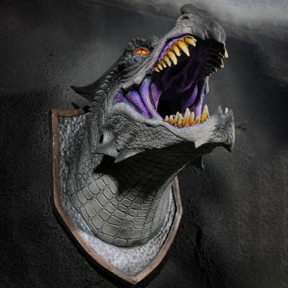 Wall-Mounted Dragon Head Decoration with LED Smoke Effect