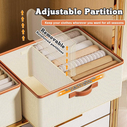 Wardrobe Clothing Organizer, Foldable, Large Capacity Storage Box with Adjustable Dividers