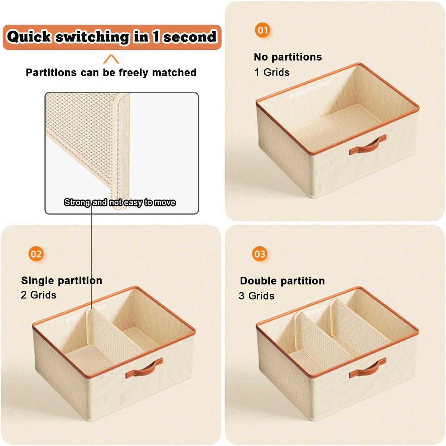 Wardrobe Clothing Organizer, Foldable, Large Capacity Storage Box with Adjustable Dividers