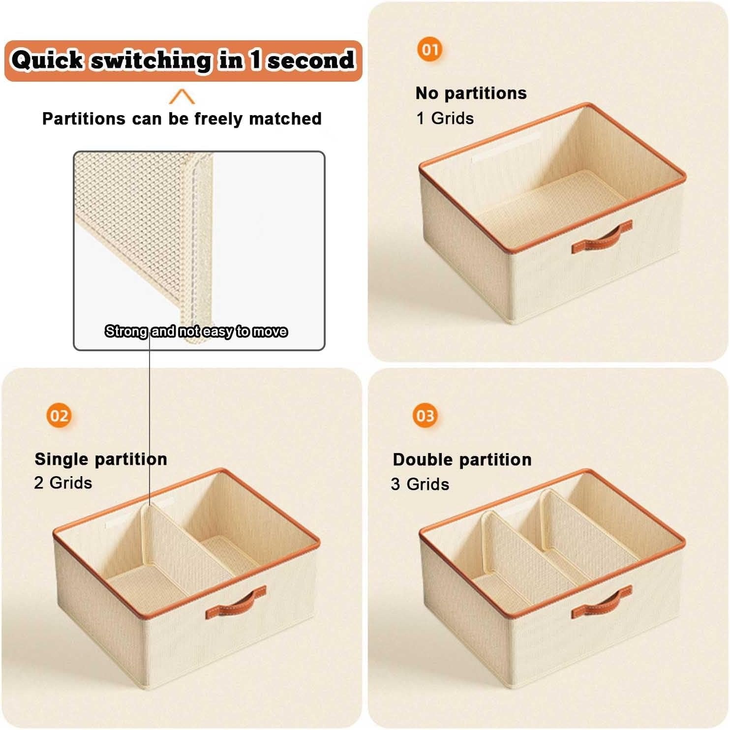 Wardrobe Clothing Organizer, Foldable, Large Capacity Storage Box with Adjustable Dividers