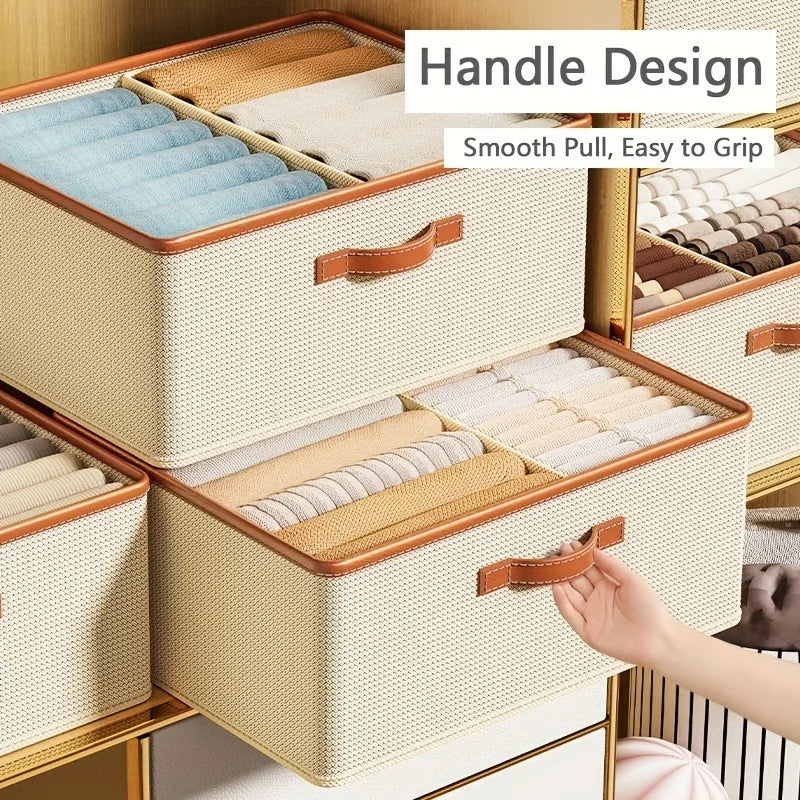 Wardrobe Clothing Organizer, Foldable, Large Capacity Storage Box with Adjustable Dividers