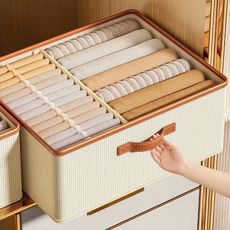 Wardrobe Clothing Organizer, Foldable, Large Capacity Storage Box with Adjustable Dividers