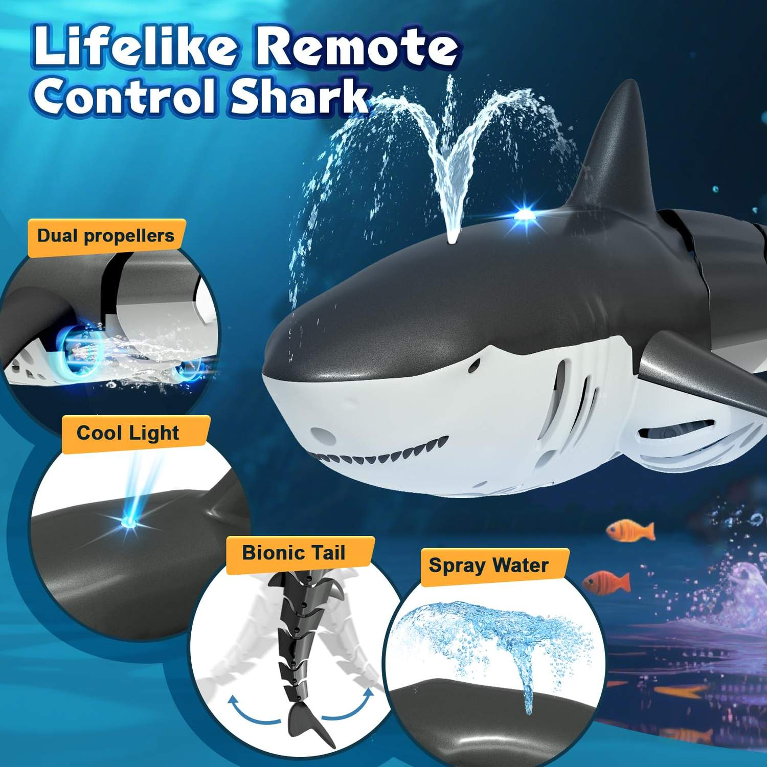 Water Spray Remote Control Shark Toy Electric Toy under the Water Gift for Kids