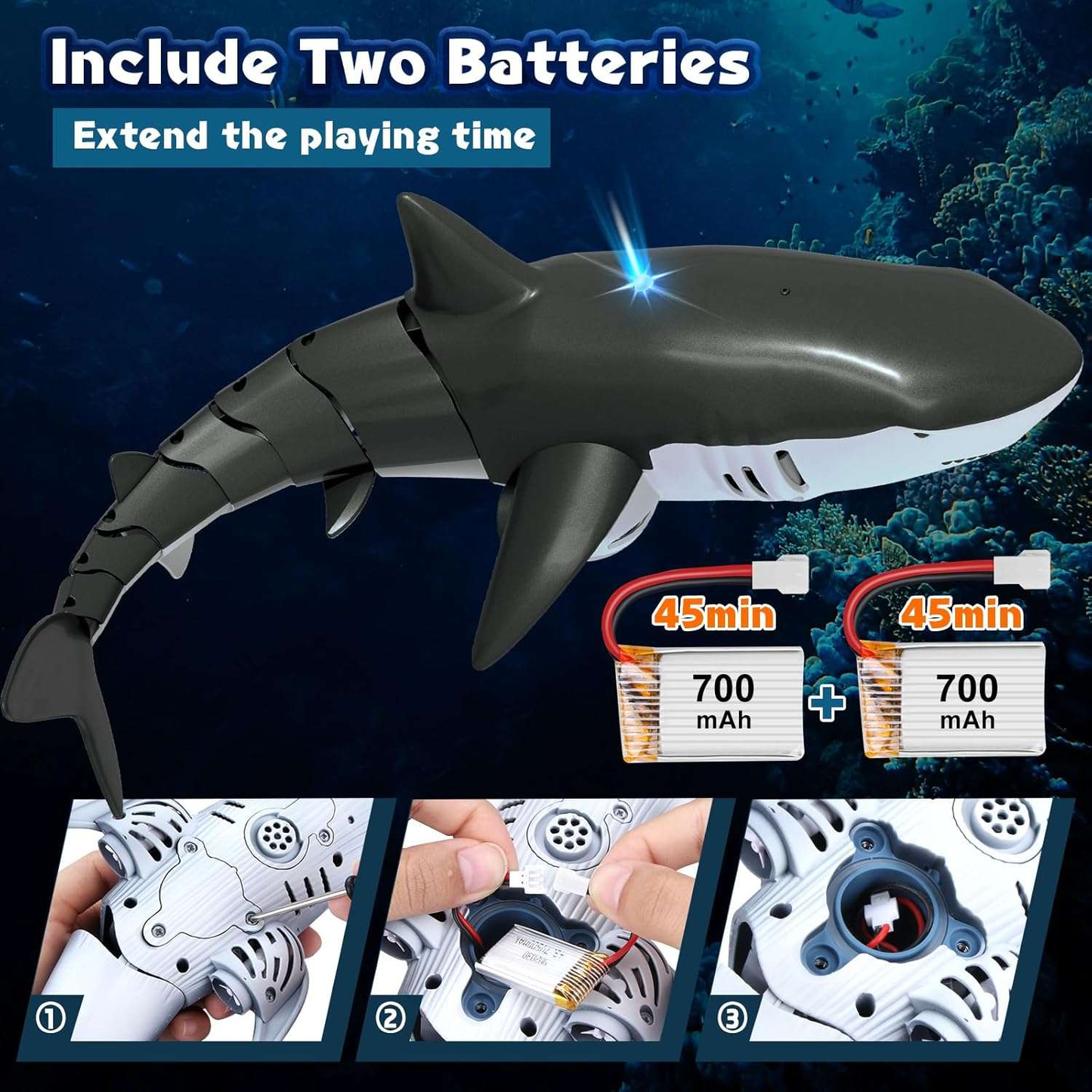 Water Spray Remote Control Shark Toy Electric Toy under the Water Gift for Kids