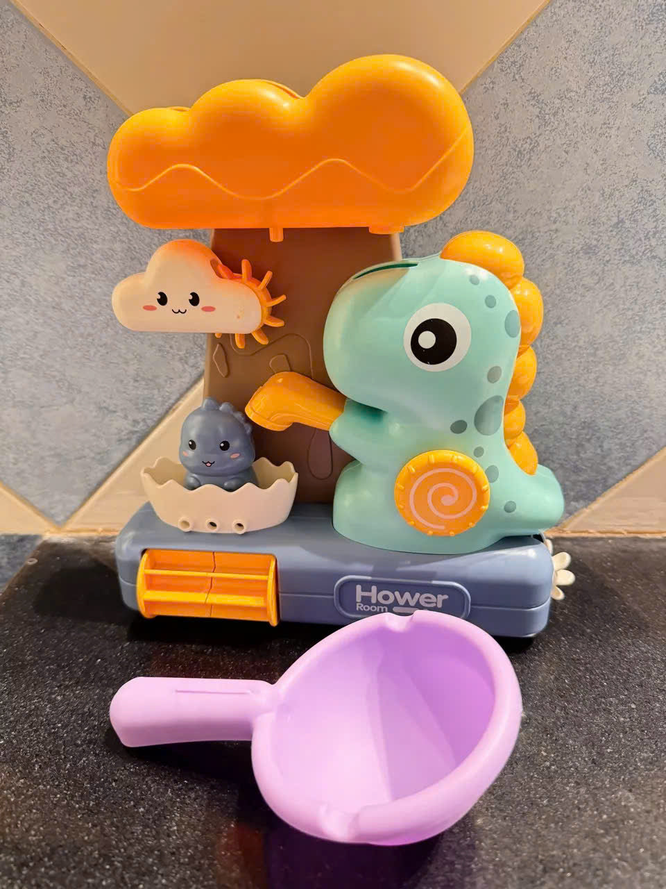 Waterfall Dinosaur Bath Toy - No Batteries Required, Easy to Use and Install, Safe for Ages 1+