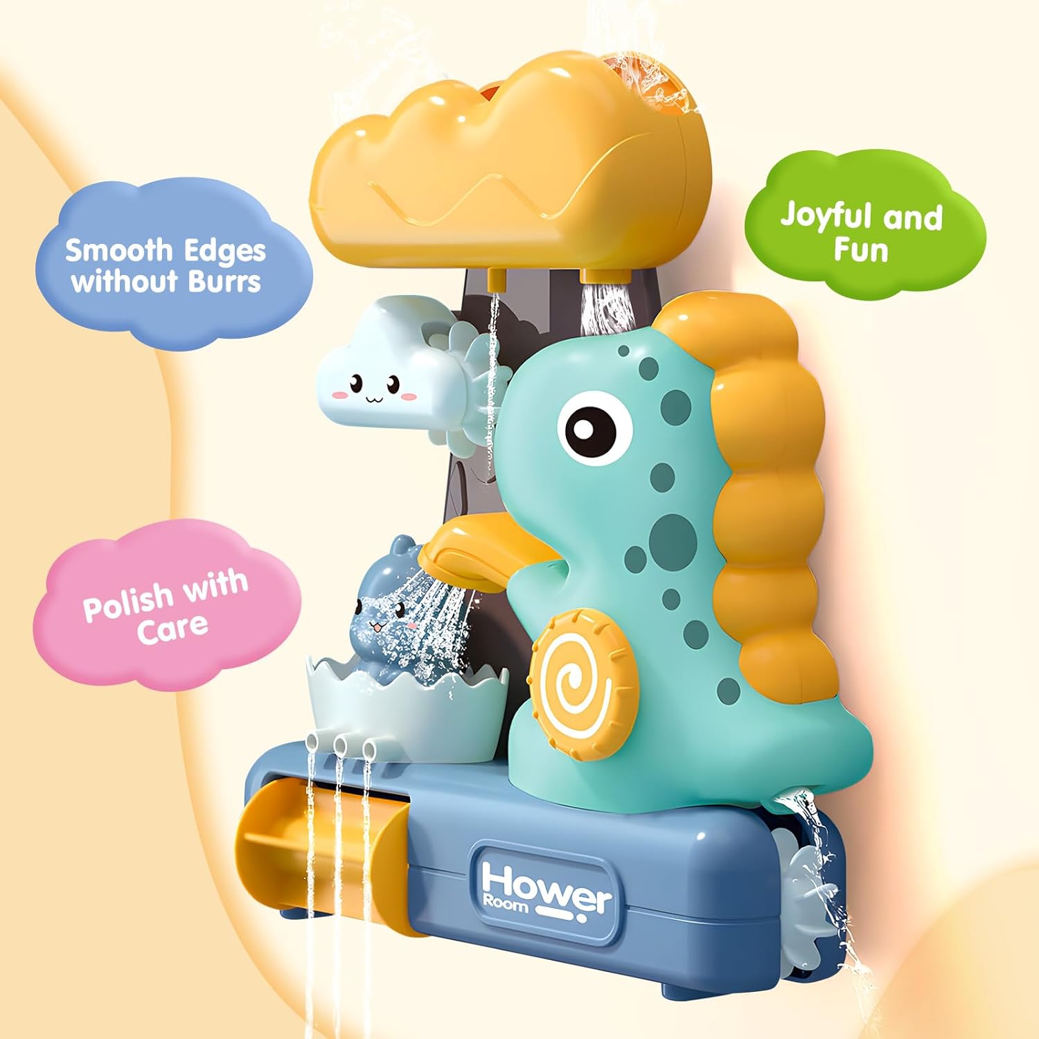 Waterfall Dinosaur Bath Toy - No Batteries Required, Easy to Use and Install, Safe for Ages 1+