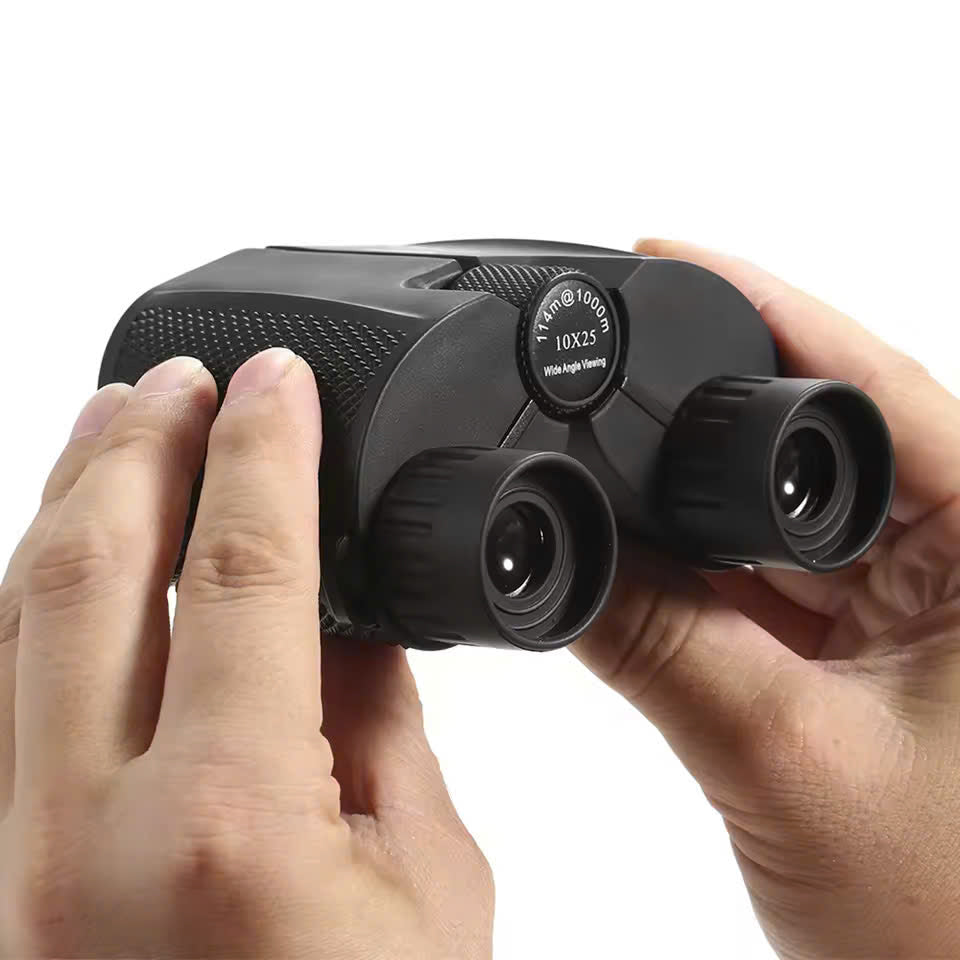 Waterproof High-Power Night-Vision Binoculars for Adults and Kids with 10×25 Magnification, Carrying Strap, Storage Pouch
