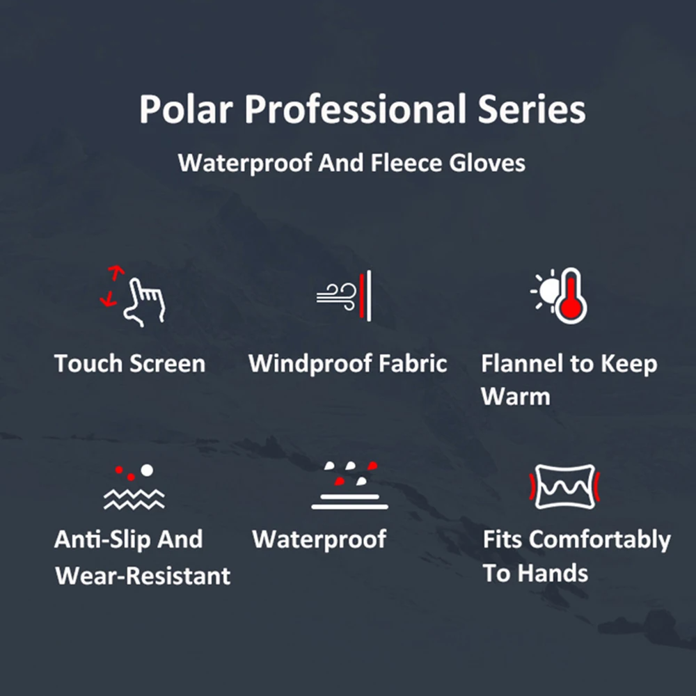 Weather Windproof Waterproof Heated Gloves with Touchscreen, Non-Slip