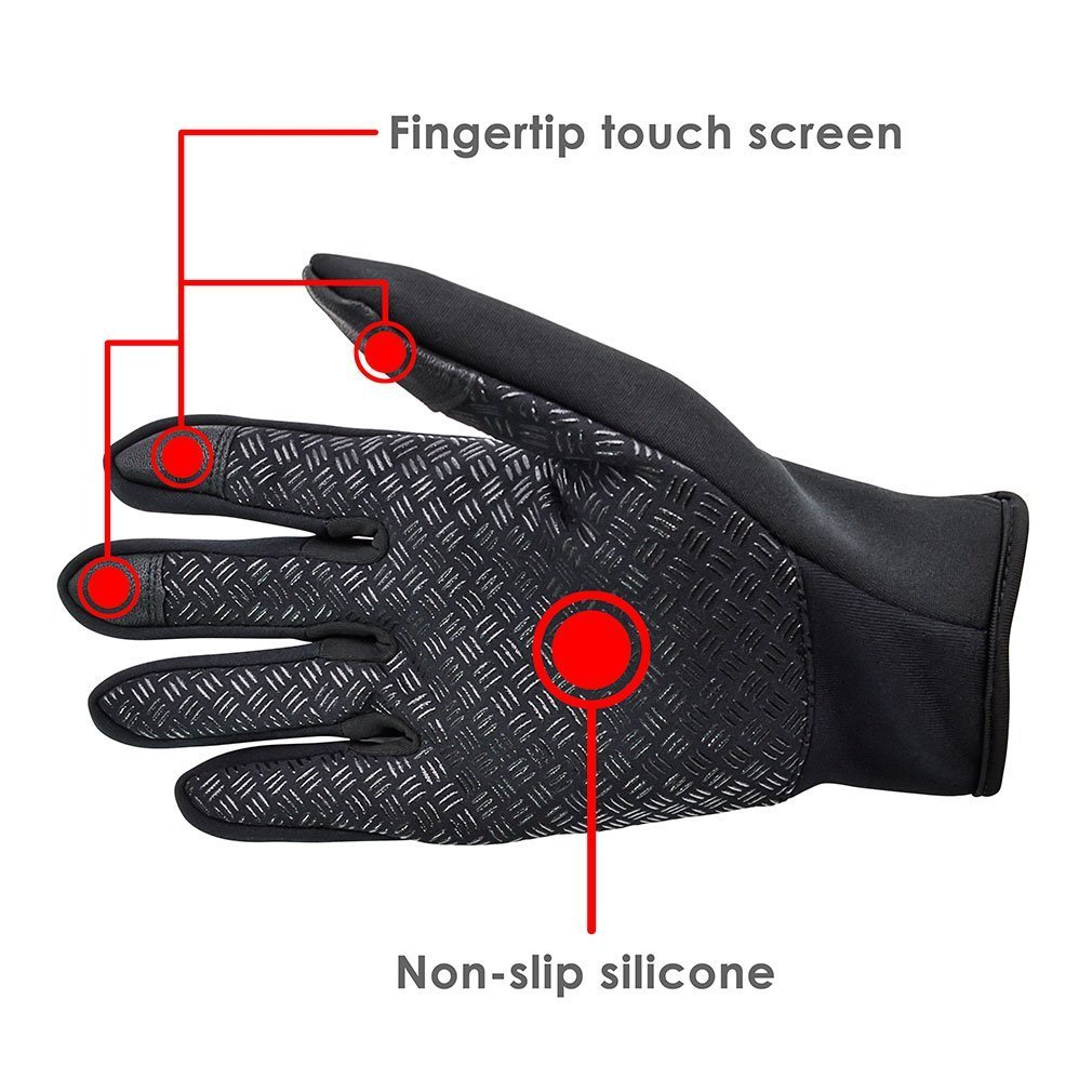 Weather Windproof Waterproof Heated Gloves with Touchscreen, Non-Slip