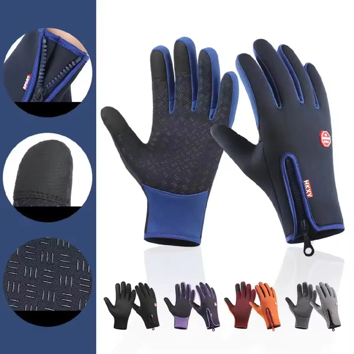 Weather Windproof Waterproof Heated Gloves with Touchscreen, Non-Slip