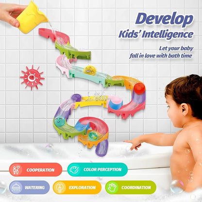 Wind-Up Duck Slide, DIY Building Blocks, Colorful, Bathtub Wall Mount, Boosts Imagination, Safe for Ages 3+