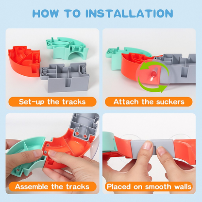 Wind-Up Duck Slide, DIY Building Blocks, Colorful, Bathtub Wall Mount, Boosts Imagination, Safe for Ages 3+