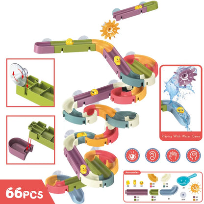 Wind-Up Duck Slide, DIY Building Blocks, Colorful, Bathtub Wall Mount, Boosts Imagination, Safe for Ages 3+