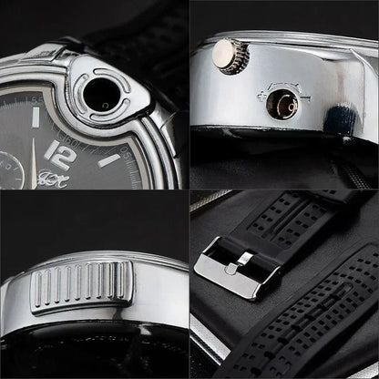 Windproof Refillable Gas Lighter Watch for Outdoor Use
