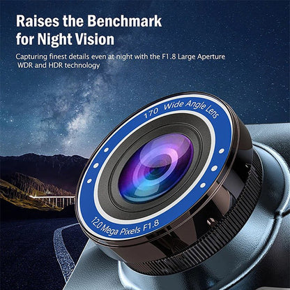 Wireless Front And Rear Dash Cam Dashboard Camera For Car With Night Vision