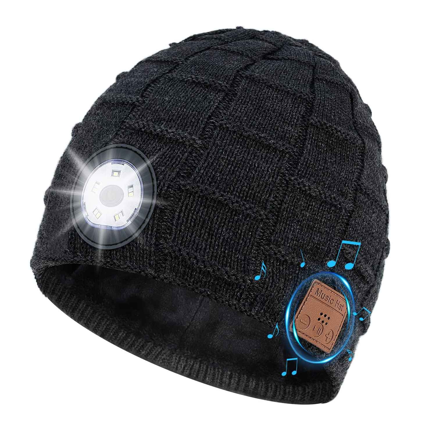 Wireless Bluetooth Music Beanie with Built‑In Headphones and LED Light