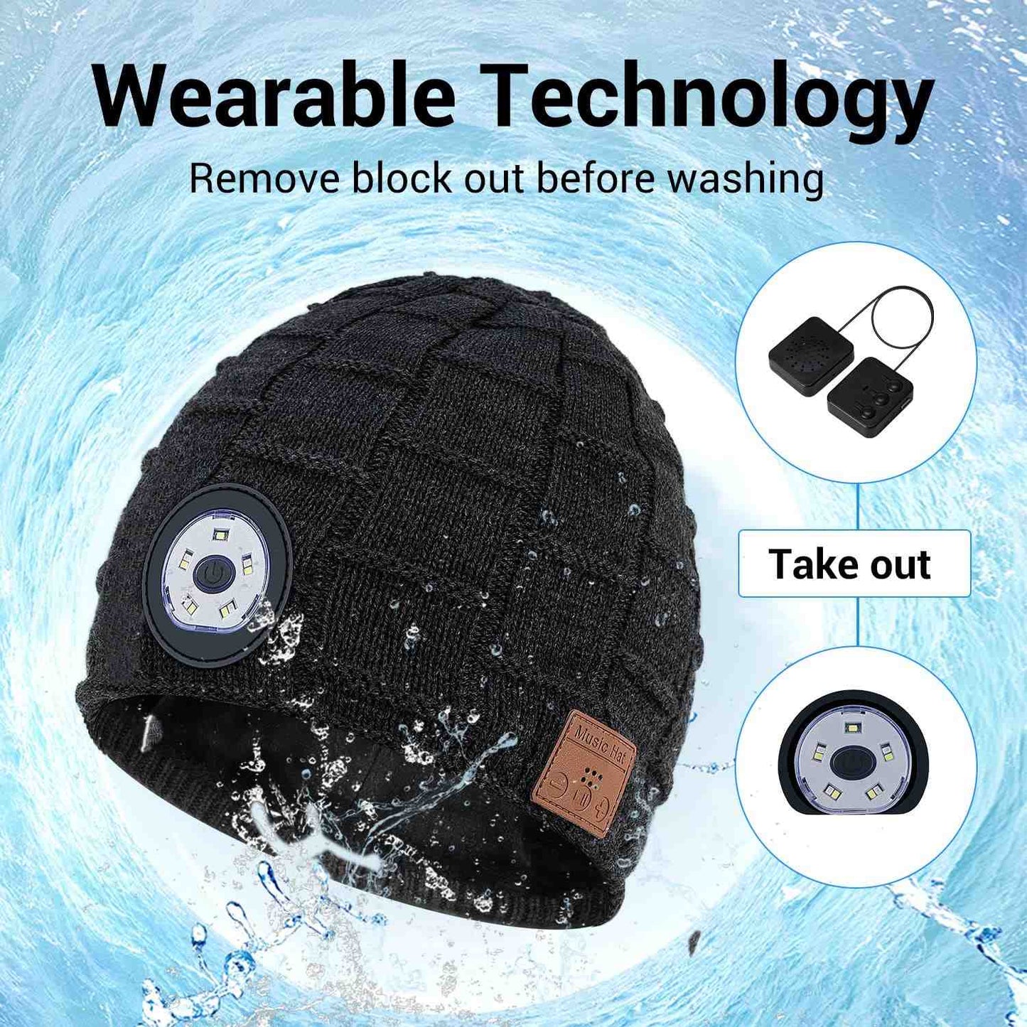 Wireless Bluetooth Music Beanie with Built‑In Headphones and LED Light