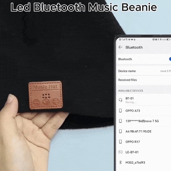 Wireless Bluetooth Music Beanie with Built‑In Headphones and LED Light