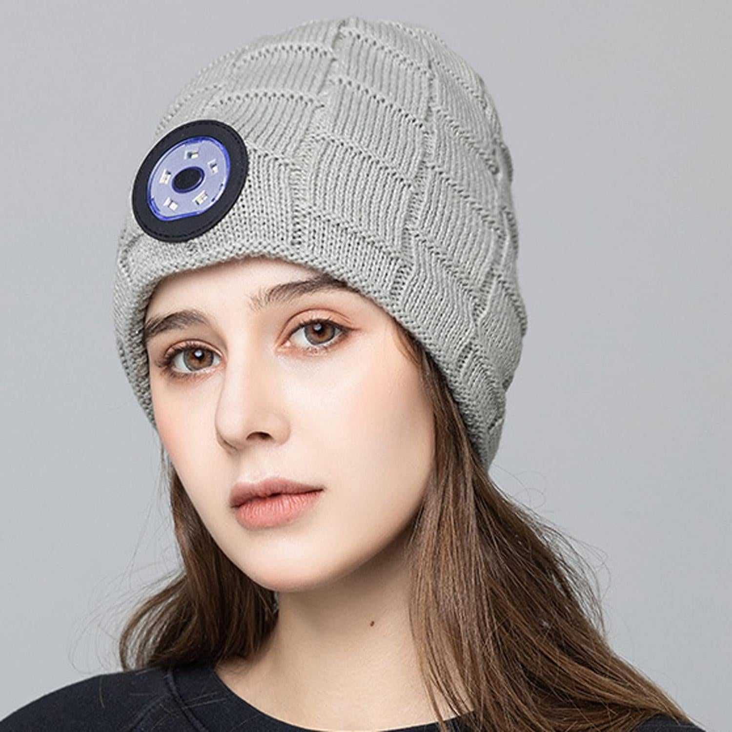 Wireless Bluetooth Music Beanie with Built‑In Headphones and LED Light