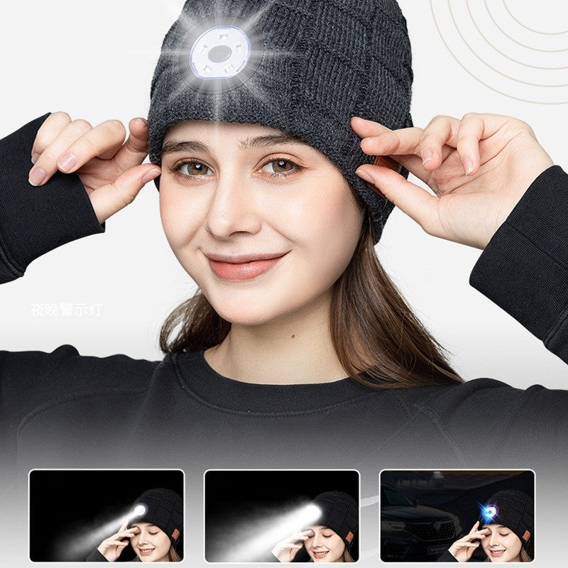Wireless Bluetooth Music Beanie with Built‑In Headphones and LED Light