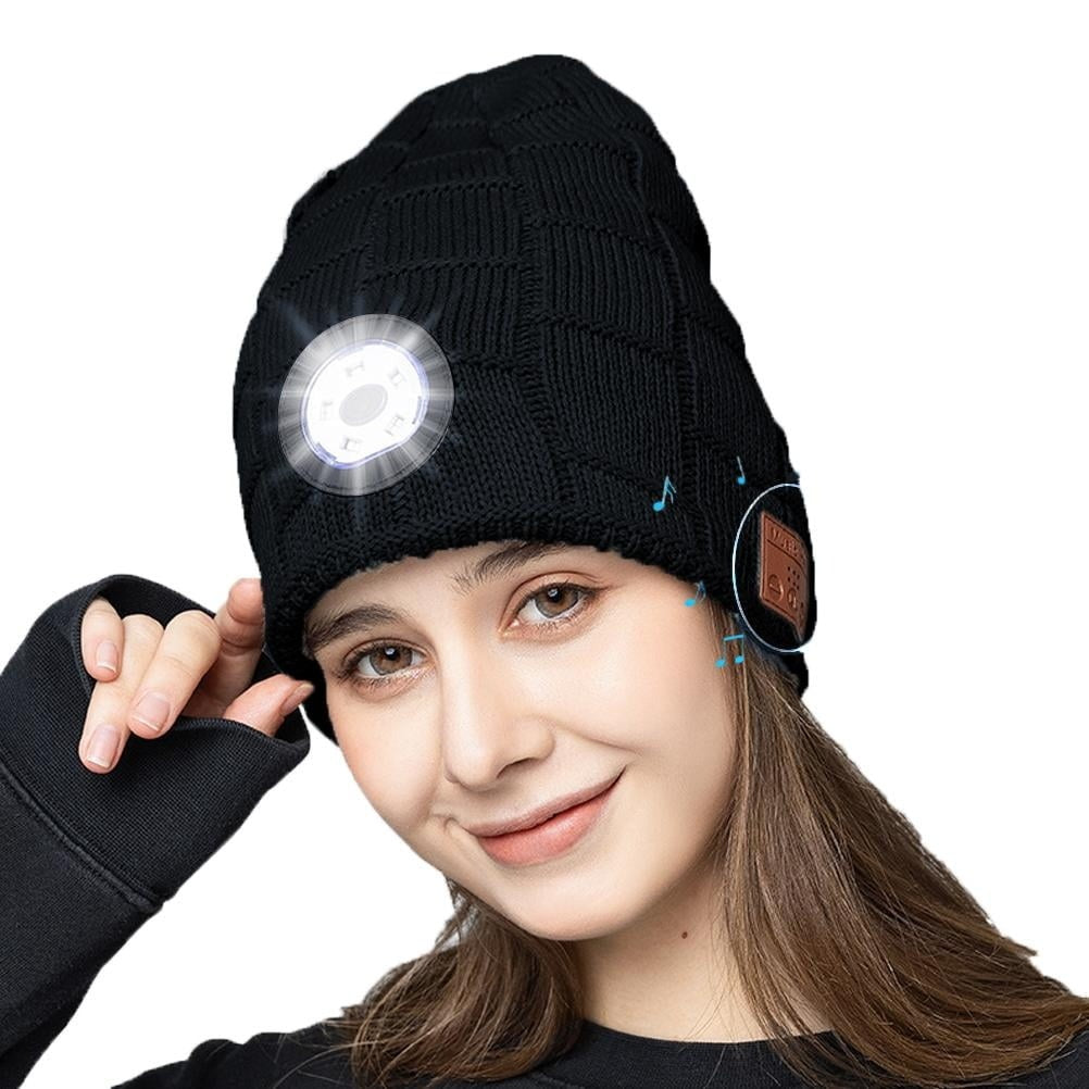 Wireless Bluetooth Music Beanie with Built‑In Headphones and LED Light