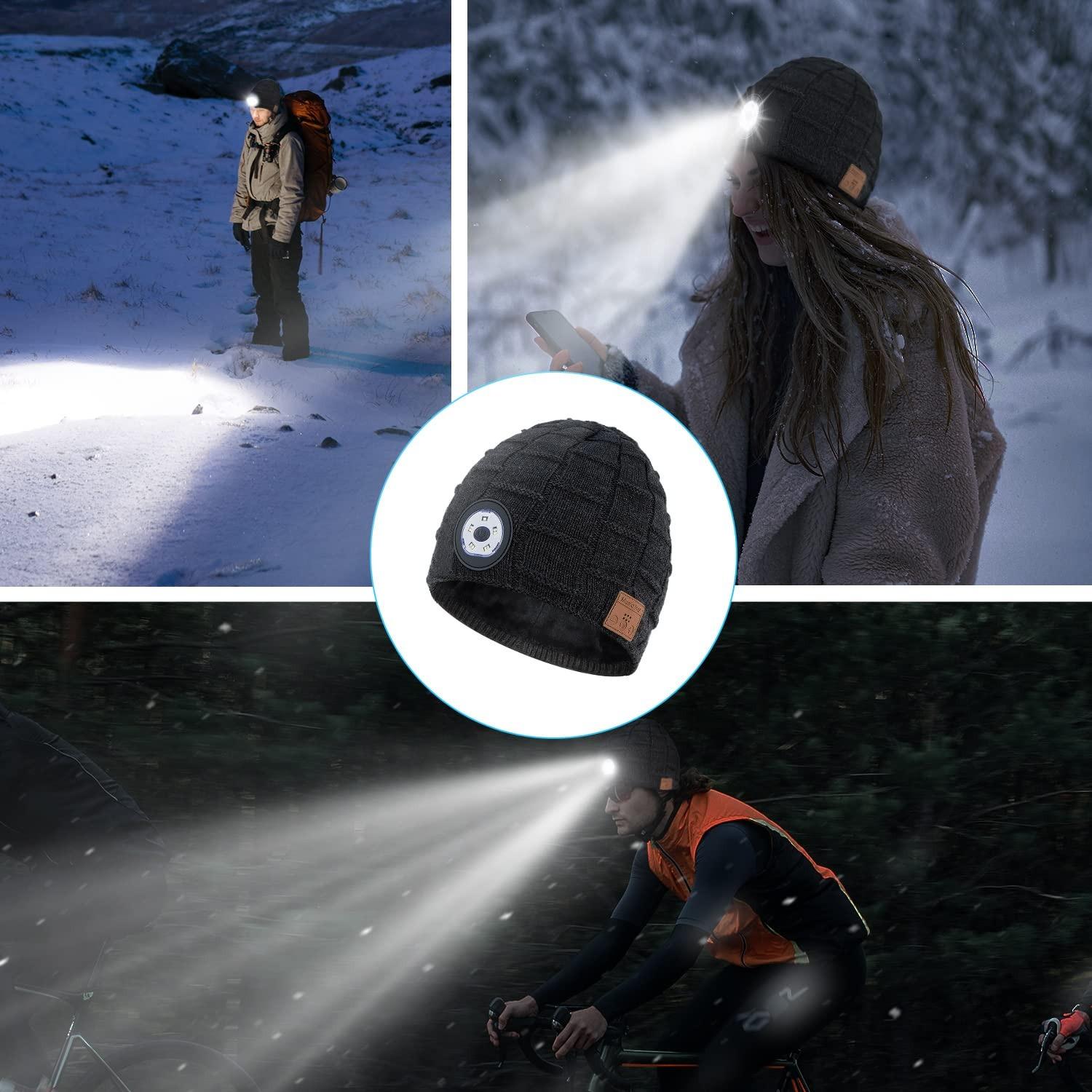 Wireless Bluetooth Music Beanie with Built‑In Headphones and LED Light