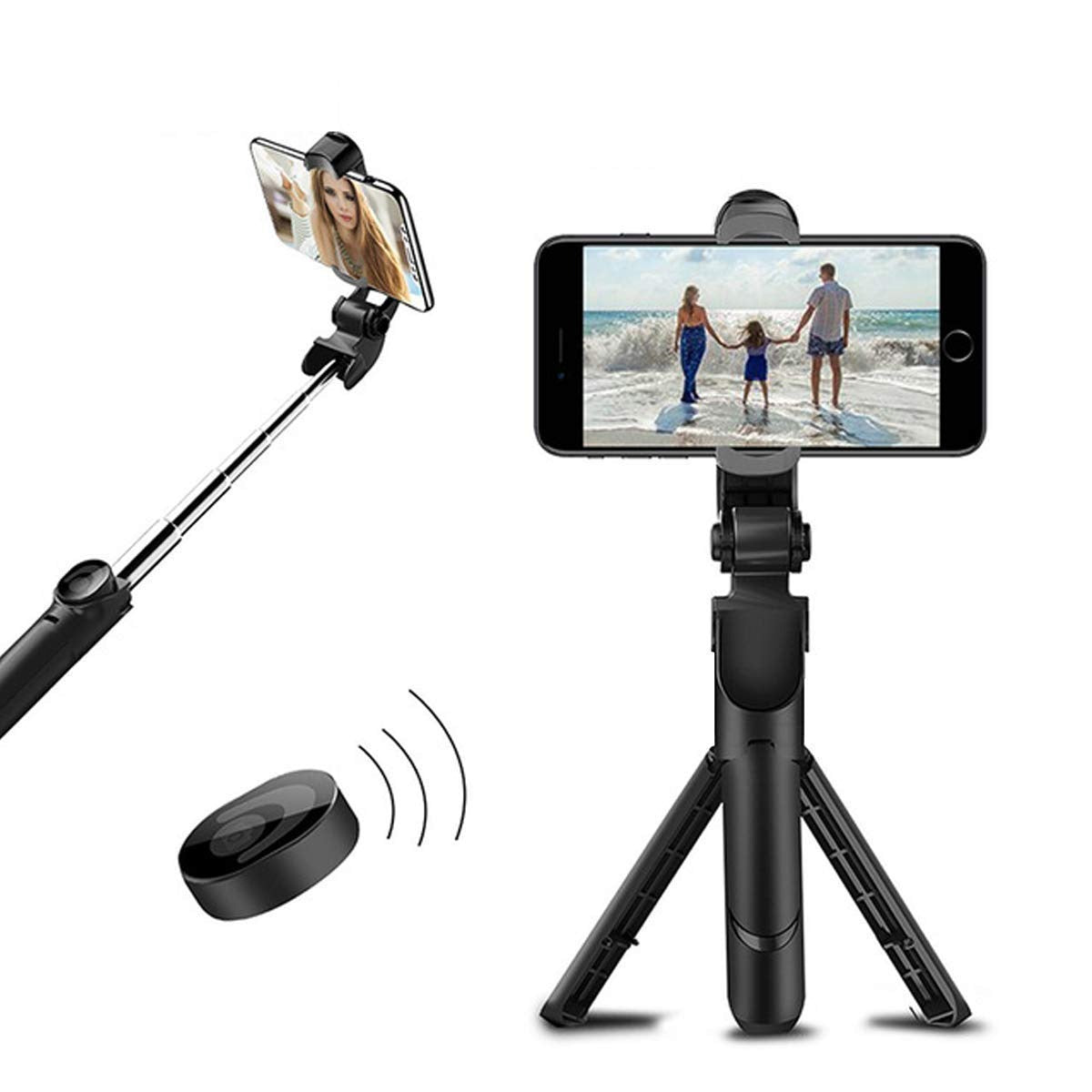 Wireless Bluetooth Selfie Stick with Extendable Stick, Tripod Stand, Rotatable Phone Hold
