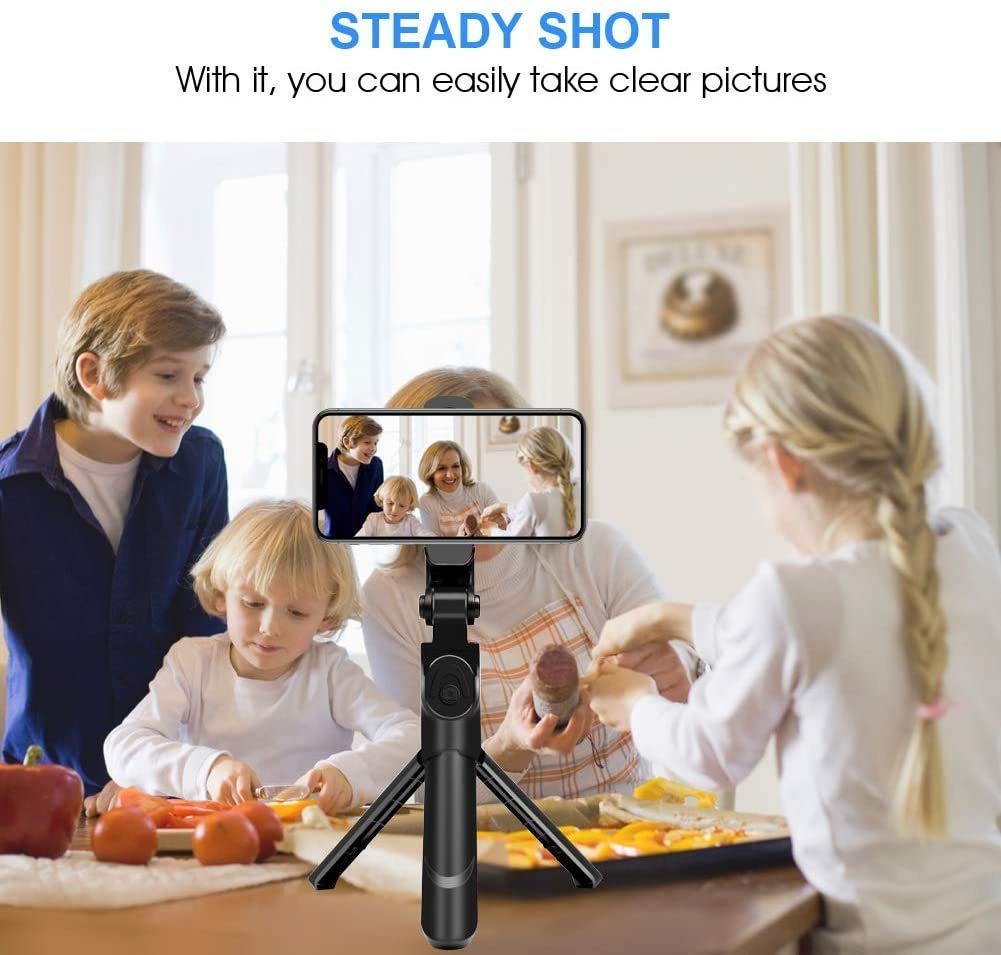 Wireless Bluetooth Selfie Stick with Extendable Stick, Tripod Stand, Rotatable Phone Hold