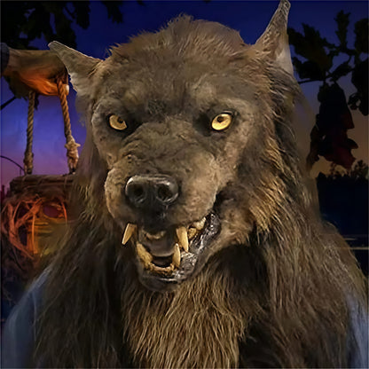 Wolf Mask Halloween Costume Accessory with Glowing Eyes, Movable Jaw, and Adjustable Strap