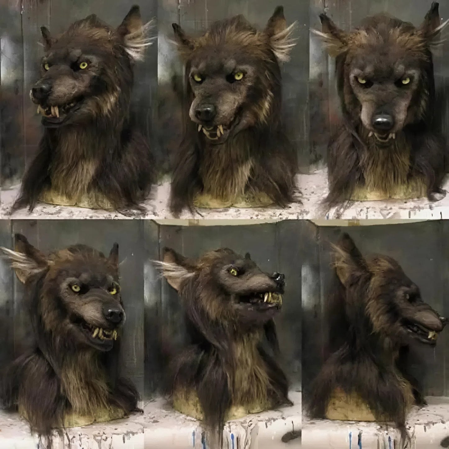 Wolf Mask Halloween Costume Accessory with Glowing Eyes, Movable Jaw, and Adjustable Strap