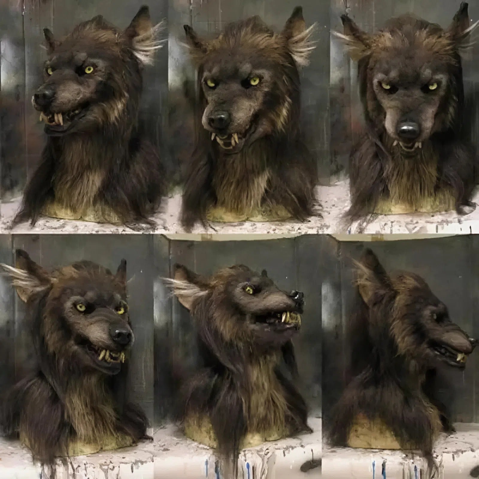 Wolf Mask Halloween Costume Accessory with Glowing Eyes, Movable Jaw, and Adjustable Strap