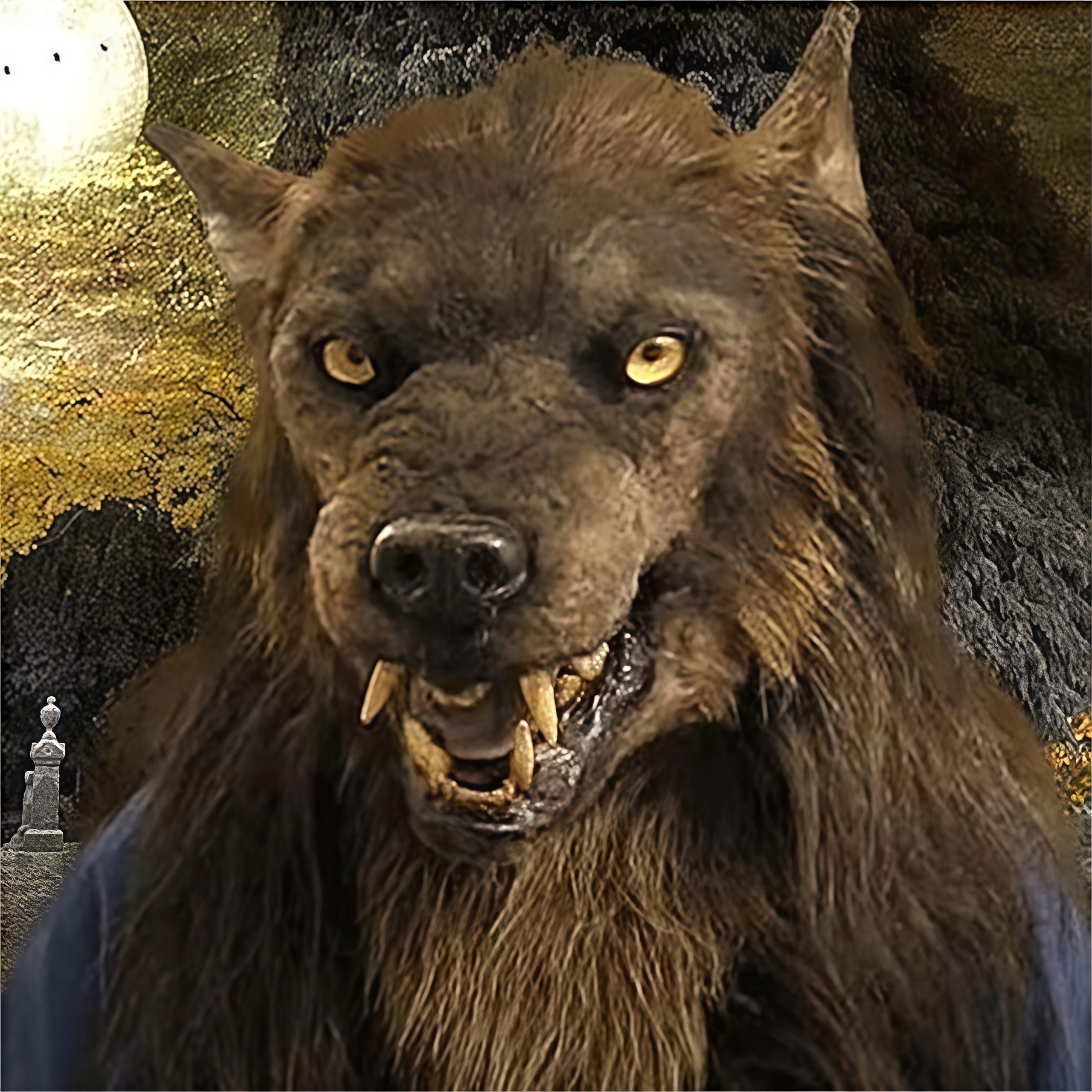 Wolf Mask Halloween Costume Accessory with Glowing Eyes, Movable Jaw, and Adjustable Strap