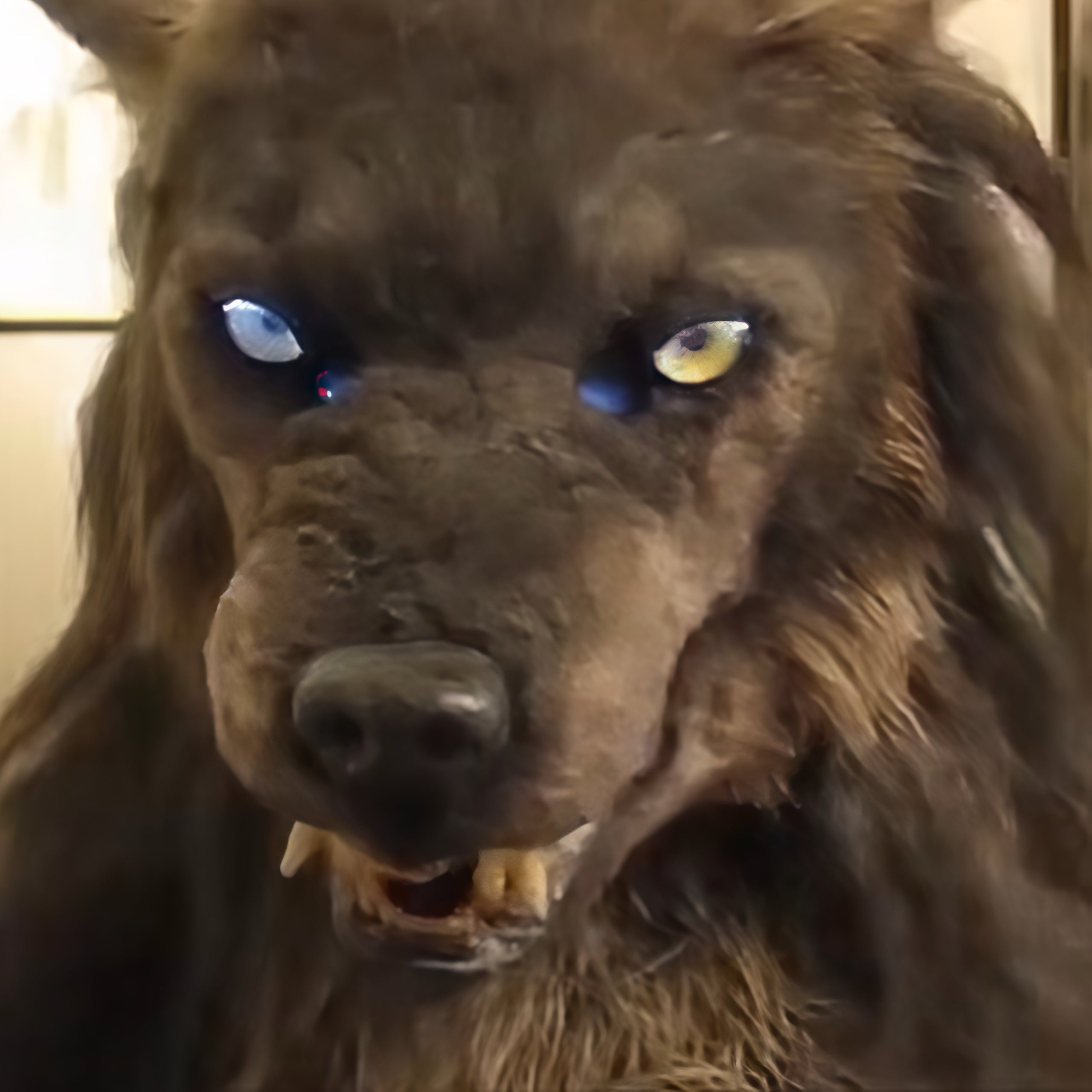Wolf Mask Halloween Costume Accessory with Glowing Eyes, Movable Jaw, and Adjustable Strap