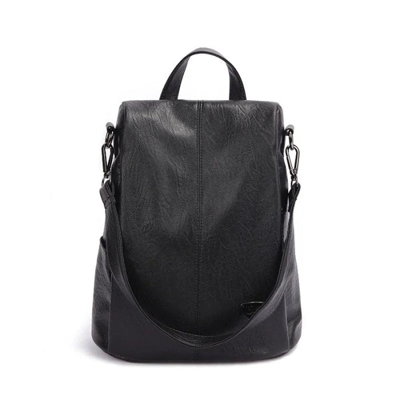 Women’s Composite Cowhide Anti-Theft Backpack with Back Zipper
